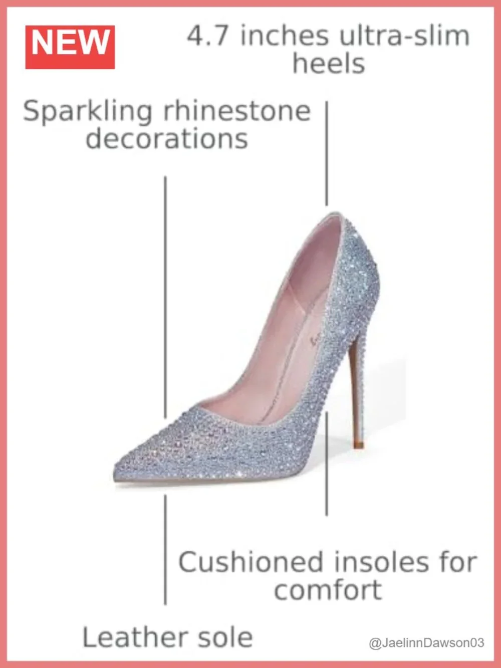 Women's Pointed Toe Rhinestone High Heel Pumps Stiletto Sparkly Wedding Prom
